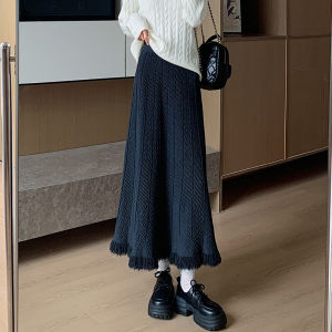 กระโปรงสั้นทรงเอถักหนาสำหรับผู้หญิง กระโปรงทรงเอเอวสูง กระโปรงทรงร่ม กระโปรงทรงเอลำลอง กระโปรงทรงเอยาวปานกลาง สีพื้น