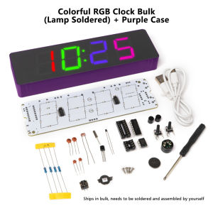 Gaqqee | Bộ Kit Đồng Hồ Báo Thức Kỹ Thuật Số LED RGB Mini Nhiều Màu Điều Chỉnh Độ Sáng 4 Cấp Hiển Thị Nhiệt Độ Mô-đun Thực Hành Hàn Điện Tử Dành Cho Người Lớn