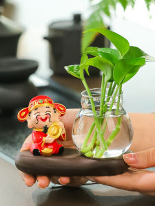 Green Ivy Water Cultivation Ceramic Flower Pot Desktop Decoration Home Decor Office Decor Gods of Fortune Buddha Statues