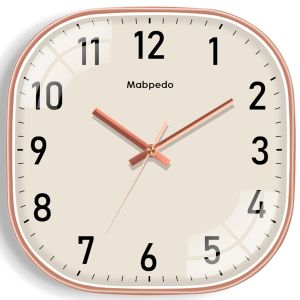 Square Quartz Wall Clock Elegant Beige Dial Clear Black Digital Modern Home Office Decoration Simple Style Precise Timing Clock