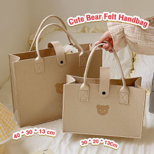 Jozoo Cute Bear Felt Handbag Large Capacity Handbag Mother and Baby Bag Computer Tablet Book Storage Bags