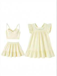 Purcotton | Short Flutter Sleeve Breathable Elastic Dress