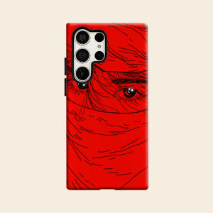 Red Sketch Portrait Luxury Fashion Full Lens Protective Case for Samsung Galaxy S26 S25 S24 A56 A36 Plus Ultra