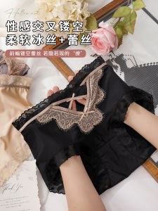 French ลูกไม้ Hollow Out ผ้าฝ้าย ชุดชั้นใน ผู้หญิง Mid High เอว เซ็กซี่ ควบคุมหน้าท้อง พลัสไซส์ กางเกงขาสั้น ระบายอากาศได้ดี สบาย กางเกงใน