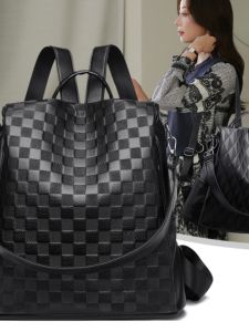 Túi Đeo Vai Đôi Thời Trang Nữ 2024 Túi Du Lịch Thường Ngày Túi Sách Vuông Kẻ Caro Túi Da PU Khóa Kéo Phong Cách Hàn Quốc