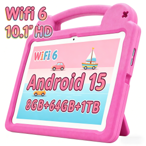 Paitanry 10.1" Toddler Tablet Android 15 8GB+64GB WiFi 6 Dual Camera Kids Mode with Advanced Parental Control Shockproof Case