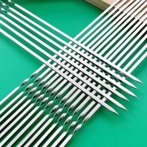 MONLEYTA | Outdoor Barbecue Stainless Steel Skewers Flat Kebab Meat Forks Iron Skewers Lamb Skewers Barbecue Needles Manleyta Brand