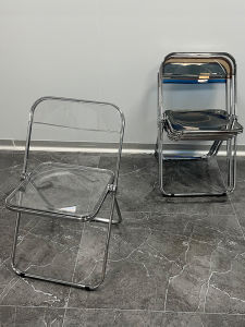 Luxury Transparent Acrylic Folding Chair Fashionable Makeup Chair Ins Dining Chair Stool Home Use Simple Metal Furniture