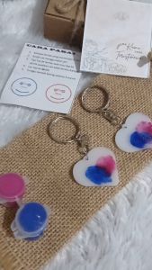 (ISI 2 PCS) GANTUNGAN KUNCI SIDIK JARI COUPLE MEWARNAI COUPLE