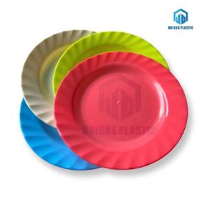 UNIDAS(6pcs)Candy-Colored Plastic Round Plate "10"/Reusable Dinner Plate