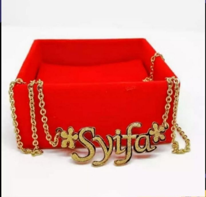 kalung liontin lapis emas titanium ukirnama sendiri (BISA COD