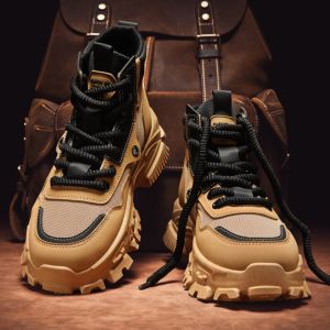 Giày Bốt Martin Nam Mùa Thu 2024 Giày Bốt Leo Núi Đế Dày Cao Đến Mắt Cá Chân Phong Cách Anh Quốc Màu Vàng Ngoài Trời Làm Việc Trong Sa Mạc