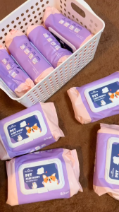 Pet Wipes MeiShiYu Multipurpose Grooming Wipes for Dogs & Cats Alcohol Free (80pcs per pack)