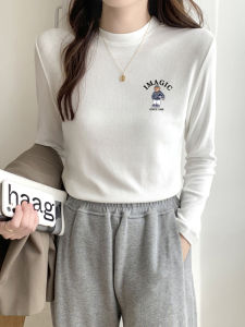 หนาขึ้น เสื้อฐานกํามะหยี่สีบริสุทธิ์ ผู้หญิง ฤดูใบไม้ร่วง ฤดูหนาว เสื้อผ้าตัวใน รัดรูป แขนสั้นระบายความร้อนกระชับ เสื้อท่อนบน สไตล์เกาหลี