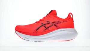 ASICS Men GEL-NIMBUS 27 Running Shoes in Flash Red/Black