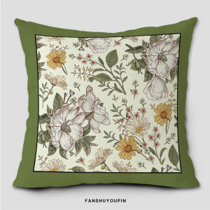 Pillowcase Linen Square Green Removable And Washable Thickened Four Seasons Sofa Cushion Cover Car Lumbar Pillow Case