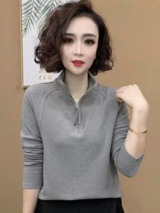 เสื้อตัวบนผู้หญิงแขนยาวสองด้านสไตล์ยุโรปฤดูใบไม้ร่วงและฤดูหนาวดีไซน์เก๋ไก๋ เสื้อผ้าทำงานสไตล์เกาหลีแบบปกติ