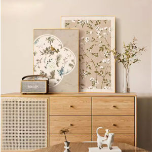 French Style Creamy Vintage Wall Art Bird And Flower Decorative Painting Living Room TV Cabinet Bedroom Headboard High Quality Mural