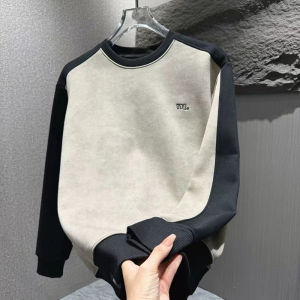 เสื้อสเวตเตอร์คอกลมปักลายตัวอักษรสไตล์เกาหลีสำหรับผู้ชาย แฟชั่นลำลอง ฤดูใบไม้ร่วง/ฤดูหนาว ผ้าฝ้ายผสม ไม่ต้องรีด