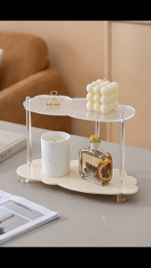 Cloud‑Shaped Acrylic 2‑Layer Desktop Organizer Ins Style Shelf for Cosmetics Perfume Aromatherapy Cup