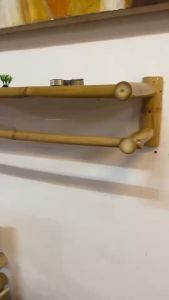 ราวแขวนผ้าเช็ดตัว ไม้ไผ่ ยาว 80 กว้าง25สูง 20 cm ราวแขวนผ้า ในห้องน้ำ แขวนติดผนัง ที่แขวนผ้าเช็ดตัว ราวตากผ้า