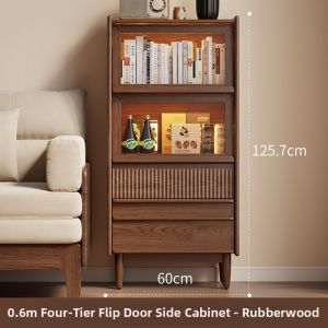 DONGMU | Narrow Wooden Oak Side Cabinet Storage and Display for Small Living Room