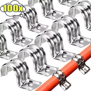 100Pcs Single-sided Ride Horse Card Thickened Stainless Steel Pipe Clip Single-Sided Saddle Clamp For Securing Pipes