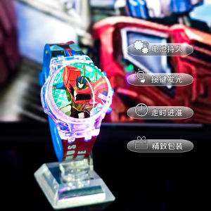 Kids Cartoon Flip Cover Toy Watch Boys Girls Electronic Music Rotating Top Glow in the Dark Baby Decorative Wristwatch