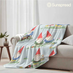 Beast Kingdom | Garden Gnome Cartoon Print Soft Warm Flannel Blanket Lightweight Cozy Christmas Halloween Home Decor Room