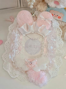 Star-Chasing Ins Style Lace Rabbit Ears Lace Gu Card Holder Pink Young Adult Photo Card Holder Handmade DIY Finished Product