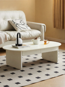 WEISHA | White Solid Wood Simple Sofa Side Table Cream Style