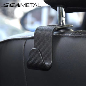 SEAMETAL 4PCS Carbon Fiber Car Seat Headrest Hook Universal Seat Back Hooks Auto Organizer Hanger Storage Holder