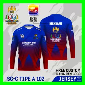 Jersey Pesta Olahraga Asia Tenggara Kamboja 2023 Pria Dewasa Lengan Panjang dan Pendek 01