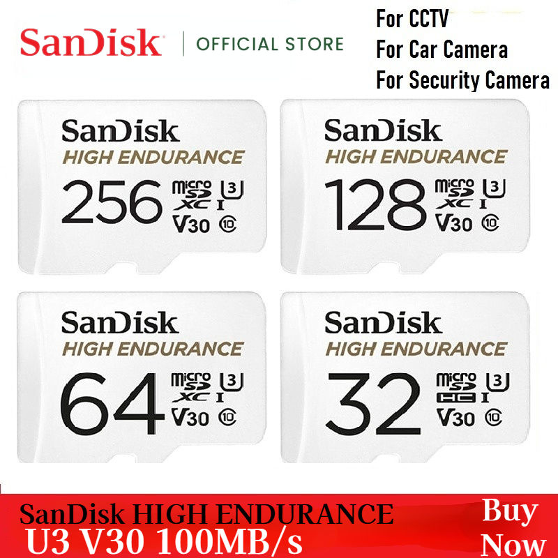 SanDisk High Endurance Memory Card /128GB / 256GB / 512GB / 1TB / 2TB MicroSD Card 100MB/s U3 V30 for Dash Cam & CCTV