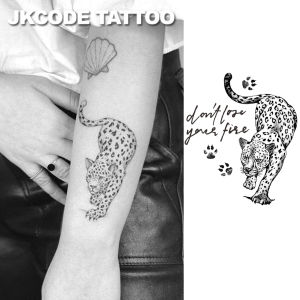 สติกเกอร์สักลายเสือดาวหิมะแบบมินิมอล - สักลายมือแบบมินิมอล - สักลายสัตว์ป่า - ลายอักขระภาษาอังกฤษแบบสมุนไพรลายอุ้งเท้าสัตว์ - สักลายมือและนิ้วสำหรับผู้หญิง สติกเกอร์สักลายสำหรับคอผู้ชายแบบใช้ได้สองด้าน กันน้ำได้นานถึง 15 วัน