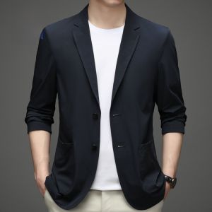 ROMON | Ultra-Thin Ice Silk Mens Summer Sun Protection Suit Casual Fashionable Standard Fit Long Sleeve Button-Up Outerwear