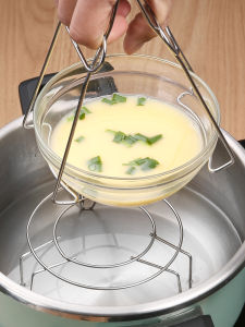 Stainless Steel Steamer Pan High Leg round Steaming Tray Steamed Buns Triangular Steaming Rack Steaming Grid Single Layer