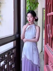 Graceful Slimming Purple Cheongsam Dress