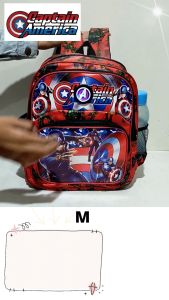 Tas Sekolah Ransel Anak Laki LED Lampu Nyala / Tas Anak Karakter CAPTAIN AMERICA/ Tas Sekolah Anak PAUD-TK