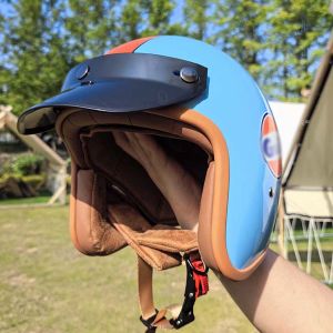 Newly Launched Vintage Motorcycle Helmet DOT Certified Synthetic Leather 3/4 Helmet Jet Mask Helmet 508