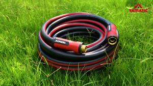 YAMATIC Garden Hose 5/8" Ultra Durable Water Hose with Swivel Handle Kink Resistant Soild Brass 3/4" Connection Fittings Leak Proof for Gardening Agriculture Car Wash Lawn