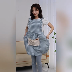 【พร้อมสต็อก|ส่งจากกทม】 ผ้ากันเปื้อนครัวลายทางแขนกุดผ้าฝ้ายระบายอากาศและซักได้สำหรับผู้ชายและผู้หญิง