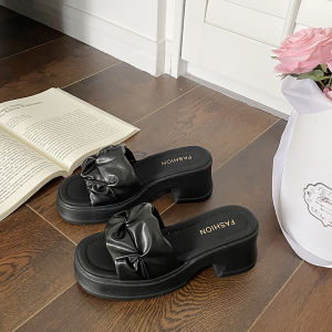 2025 New Womens Thick Heel Sandals Heightening Slippers Fairy Style for Skirts High End Feeling Slippers Summer Outdoor Fashion