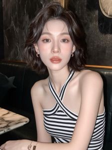 French Cross Neck Ice Silk Knitted Tube Top Women Summer Design Unique Sleeveless Beautiful Back Striped Upper Apparel