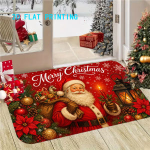 VIKAMA Merry Christmas Doormat Santa Claus Non-Slip Entryway Mat Festive Home and Party Decor for the Entryway and Porch