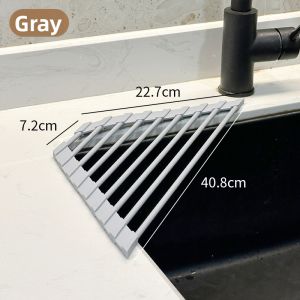 Foldable Kitchen Sink Strainer Silicone Drain Mat Edge Storage Rack Dishwasher Safe Compact Countertop Organizer for Kitchen