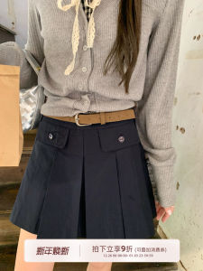 Slimming Cheese Rabbit High Waist A-Line Pleated Skirt Korean Style College Atmosphere Short Skirt Womens Summer New Arrival