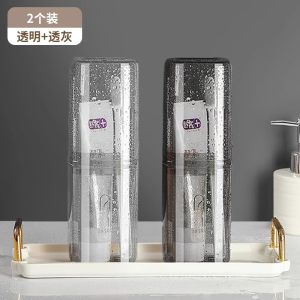 แก้วบ้วนปากสำหรับเดินทางชุดกระเป๋าใส่อุปกรณ์อาบน้ำแบบพกพากล่องเก็บแก้วแปรงฟันแบบหูรูดอุปกรณ์วิเศษสำหรับเดินทางไปทำงานต่างจังหวัด