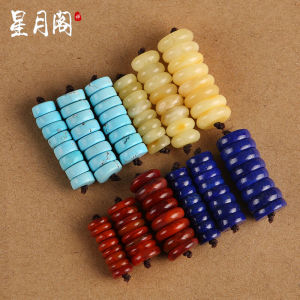 Natural Green Turquoise South Red Agate Lapis Lazuli Amber Spacer Beads Bracelet Accessories Buddhist Prayer Beads Crafts