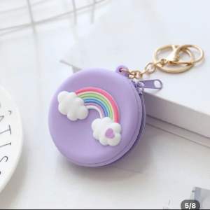 Gantung Kunci Tas Mobil Mini Pouch Buat Handsfree Kabel Charger Karakter Lucu Bunny Rainbow Keychain motif Silicon Mini Pouch